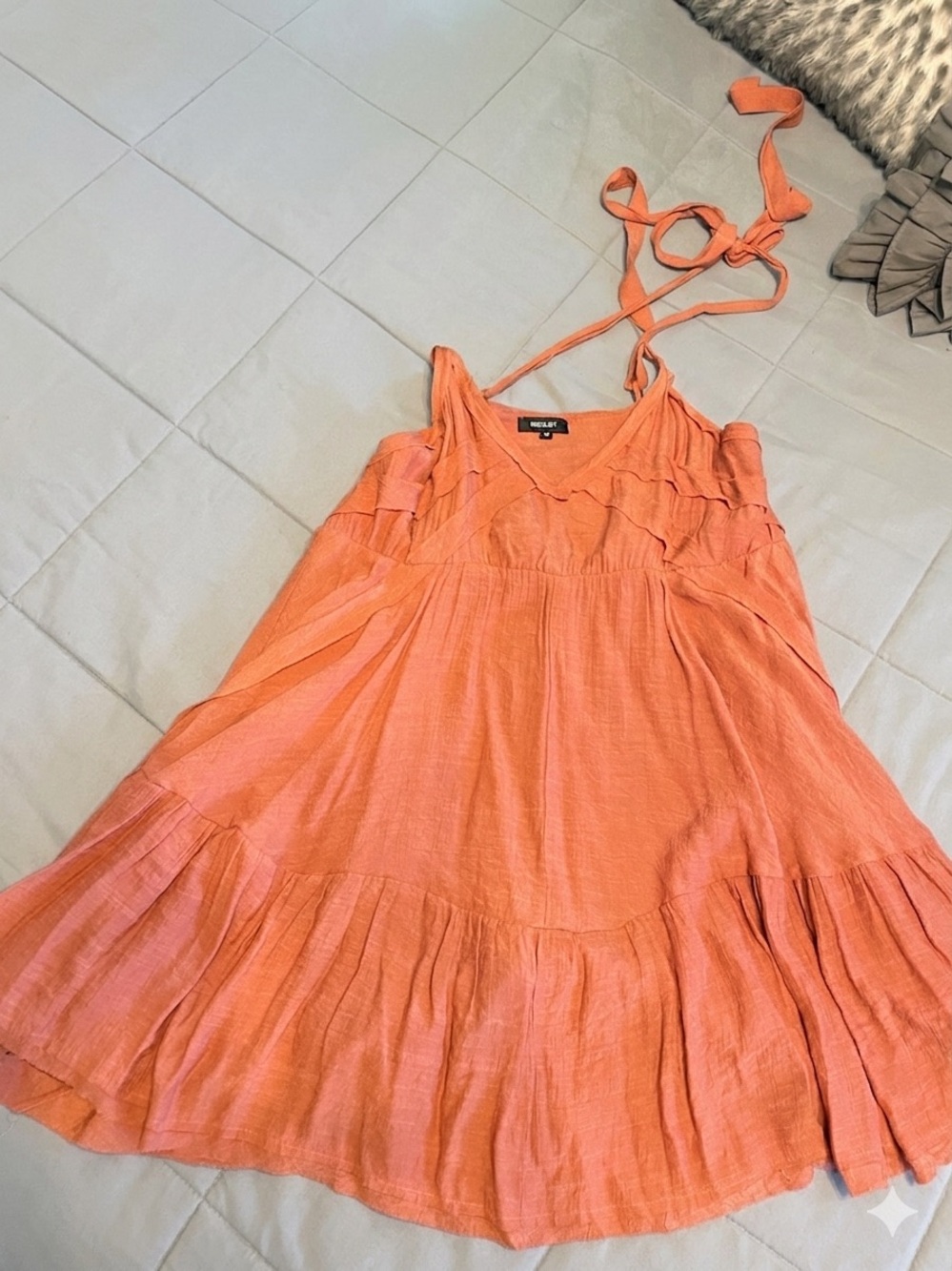 Wishlist Rust-Orange V-Neck Tie-Strap Dress